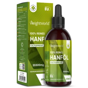 Hanfsamenöl 60 ml kaltgepresstes Öl aus Hanfsamen für das allgemeinen Wohlbefinden und Vitalität