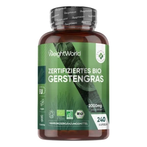 Bio Gerstengras Kapseln 500mg (240 St.) – Energie & Verdauung | WeightWorld