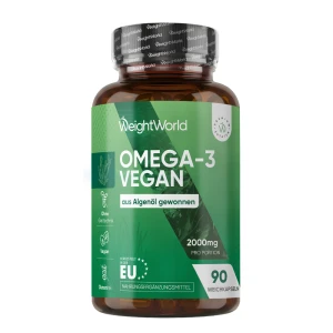 Vegane Omega-3 Kapseln 2000 mg / Port. | 90 Softgels | Omega 3 Algenöl Kapseln für Herz, Gehirn & Gelenke