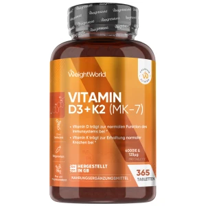 Vitamin D3 K2 Tabletten (MK-7) | 240 Tabletten mit 4.000 IE Vitamin D3 und 125 µg Vitamin K2 | Online bestellen