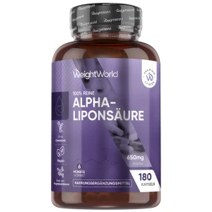 Alpha-Liponsäure Kapseln 650mg (180 Kapseln) | Unterstützt die Zellen und den Energiehaushalt
