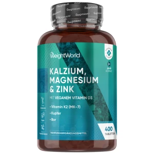 Kalzium, Magnesium & Zink mit Vitamin D3 - 400 Tabletten - Natürliche Ergänzung des Wohlbefindens