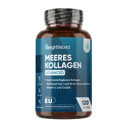Meereskollagen gegen Falten und anhaltende Jugend. 120 Kapseln mit hochwertigem NatiCol® Kollagen, Hyaluronsäure und CoQ10.