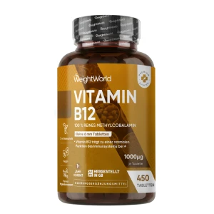 Vitamin B12 1000 μg Tabletten aus reinem Methylcobalamin - 450 Tabletten | Online kaufen