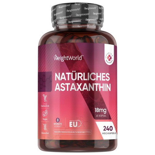 Astaxantina 18 mg 240 Cápsulas Blandas - Antioxidante Natural que Fortalece el Sistema Inmune y Apoya las Articulaciones