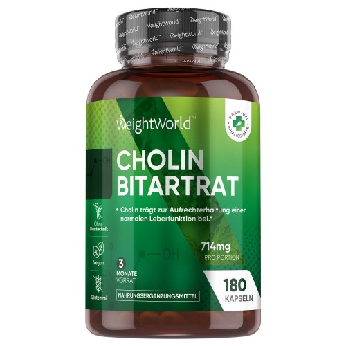 Cholin Bitartrat | 180 Kapseln | Gut fürs Gehirn und die Leber | Online bestellen