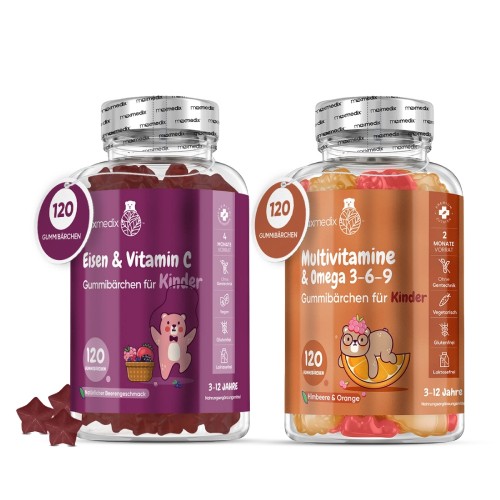 Wichtige Vitamine und Mineralstoffe für Kinder I Unterstützt das gesunde Wachstum vom Körper und Gehirn I Fruchtgummis mit leckerem Geschmack