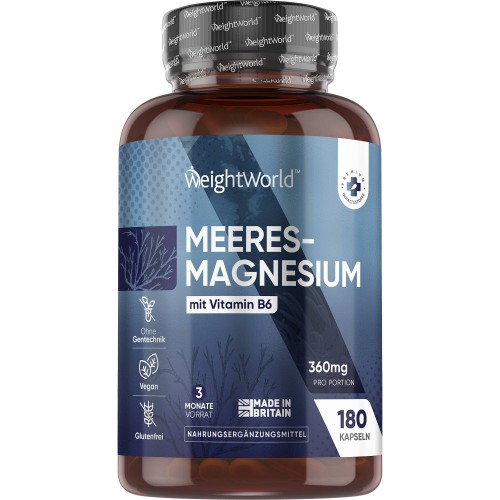 Mehr Energie, mehr Kraft und Entspannung mit Magnesium und Vitamin B6 | 180 Kapseln - 360 mg - Vorrat für 3 Monate | Online bestellen