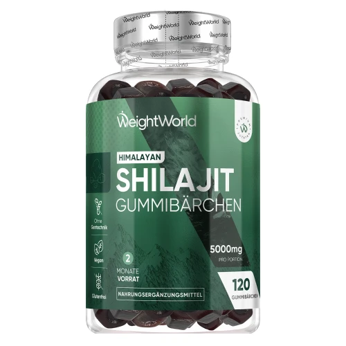 Gomitas de Shilajit del Himalaya 5000 mg - 120 unidades veganas - Suplemento Natural con Citrato de Potasio y Vitamina A para Músculos, Piel y Energía