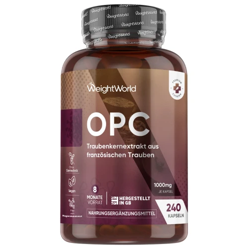 Extracto de Semilla de Uva OPC 1000 mg - 240 cápsulas veganas - Potente Fuente Vegetal con 95 % de Proantocianidinas