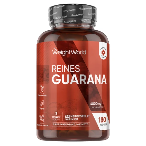 Natürliche Guarana Kapseln - Energetisierende Amazonas Frucht Nahrungsergänzung - 180 Kapseln à 4800 mg