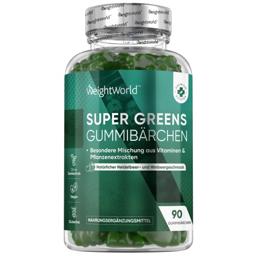 Super Greens Gummibärchen | 90 Fruchtgummis mit 8 Superfoods und 6 B-Vitaminen | Online bestellen