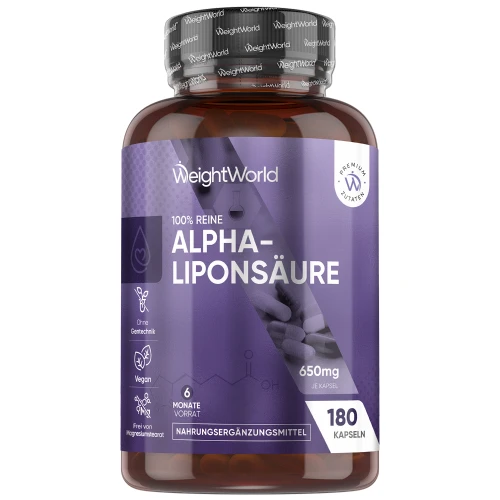 Alpha-Liponsäure Kapseln 650mg (180 Kapseln) | Unterstützt die Zellen und den Energiehaushalt