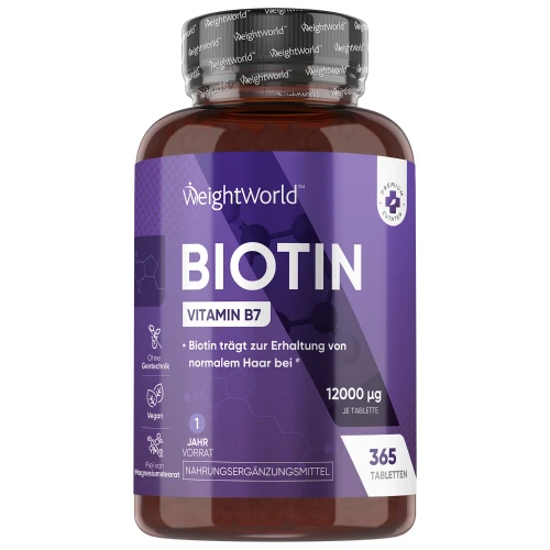 Biotin Tabletten 12.000 µg | 365 Vegane Tabletten