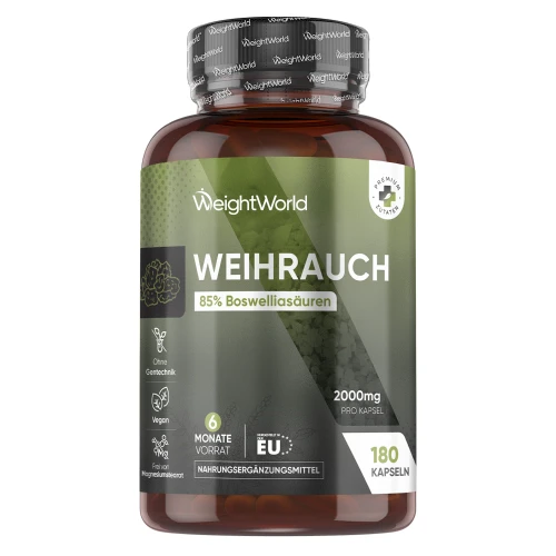 Weihrauch Kapseln - 2000mg - 180 Kapseln mit 6 Monate Vorrat - Für mehr Vitalität, Beweglichkeit und Wohlbefinden