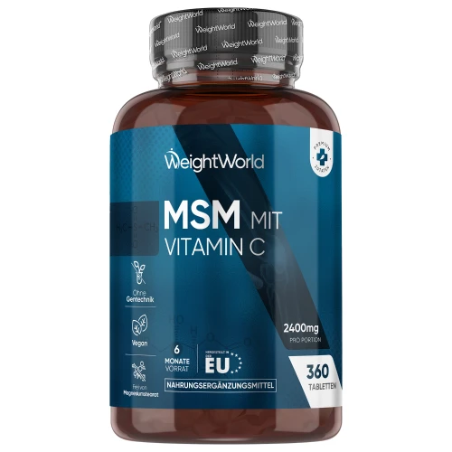 MSM Tabletten mit vitamin C l 2400 mg MSM - 360 St. - Vorrat für 6 Monate l Online bestellen | WeightWorld