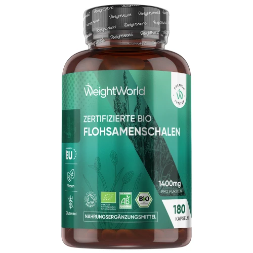 Cáscara de Psyllium 1400 mg 180 cápsulas - Fuente de Fibra de Origen Natural