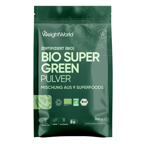 Super Greens en Polvo 200g - Con Hierba de Trigo, Chlorella, Maca en Polvo y Té Verde Matcha