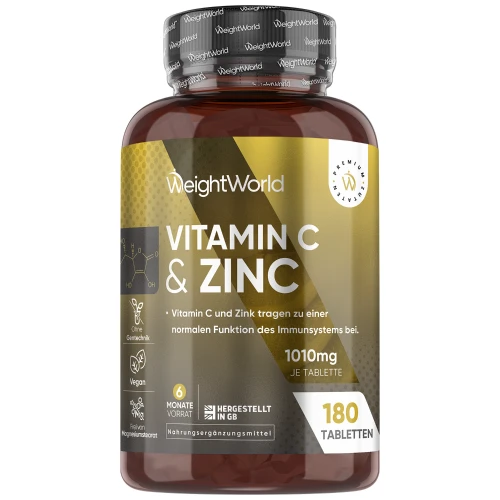 Vitamin C und Zink für das Immunsystem | 1.000 mg, 180 Tabletten | Online bestellen