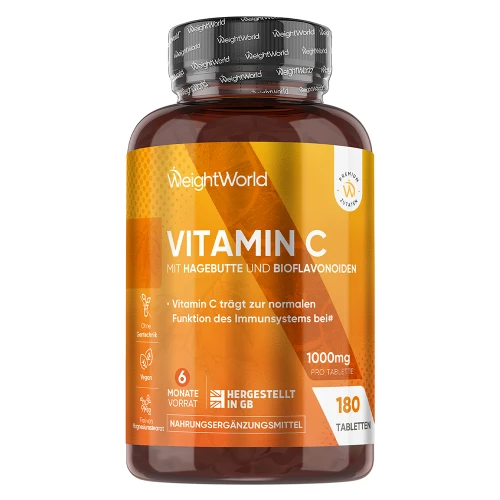 Vitamin C mit Hagebutte und Bioflavonoiden | 180 Tabletten mit Ascorbinsäure | Online bestellen