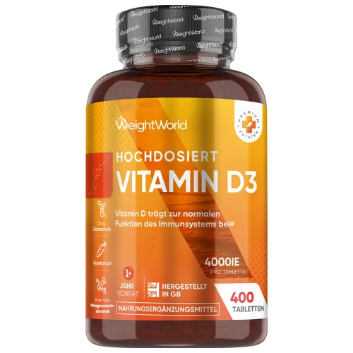 Vitamin D3 4000 IE - 400 Vitamin D3 Tabletten - Zur Unterstützung der Knochen und der Abwehrkräfte