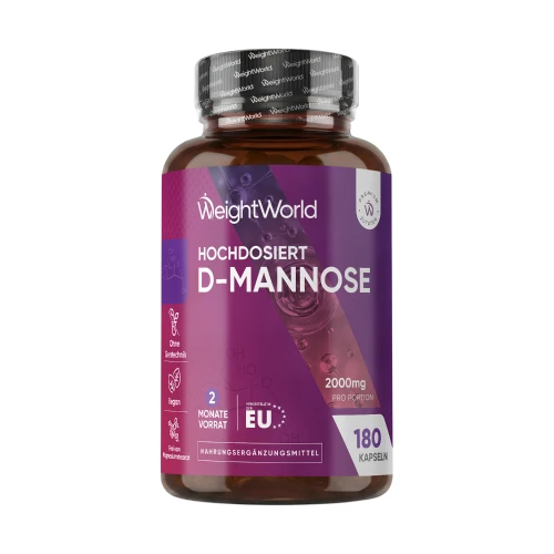 D Mannose Kapseln 2000 mg | 180 Kapseln - Natürliche Ergänzung zur Vorbeugung von Harnwegsinfektionen