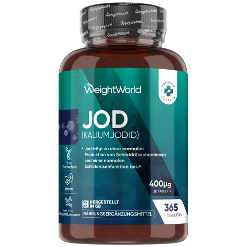 Jodtabletten - 400μg, 365 Stk. | Hochfeste Kaliumjodid - 1 Jahresvorrat | Online bestellen