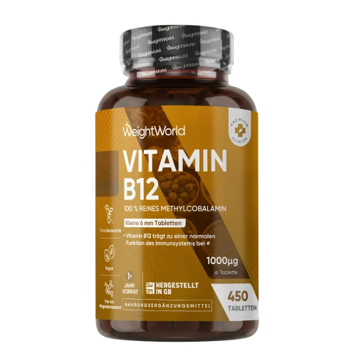 Vitamina B12 1000 mcg · 450 Comprimidos · Fórmula Vegana para Energía y Bienestar Diario
