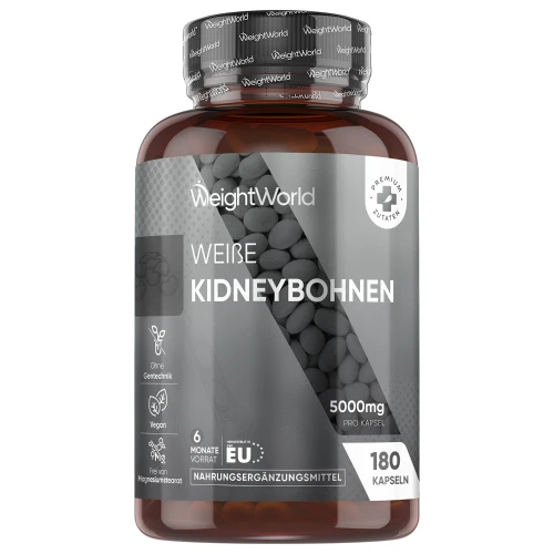 Natürlicher Kohlenhydrate-Blocker | 180 Kapseln - 5.000 mg - Vorrat für 6 Monate | Abnehmen mit Kidneybohnenextrakt | Online bestellen